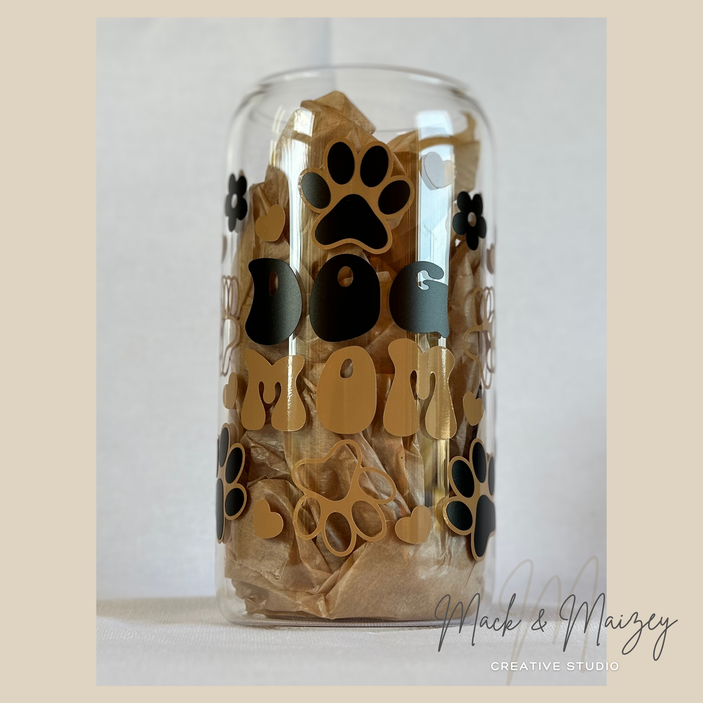 DOG MOM Clear Can Glass