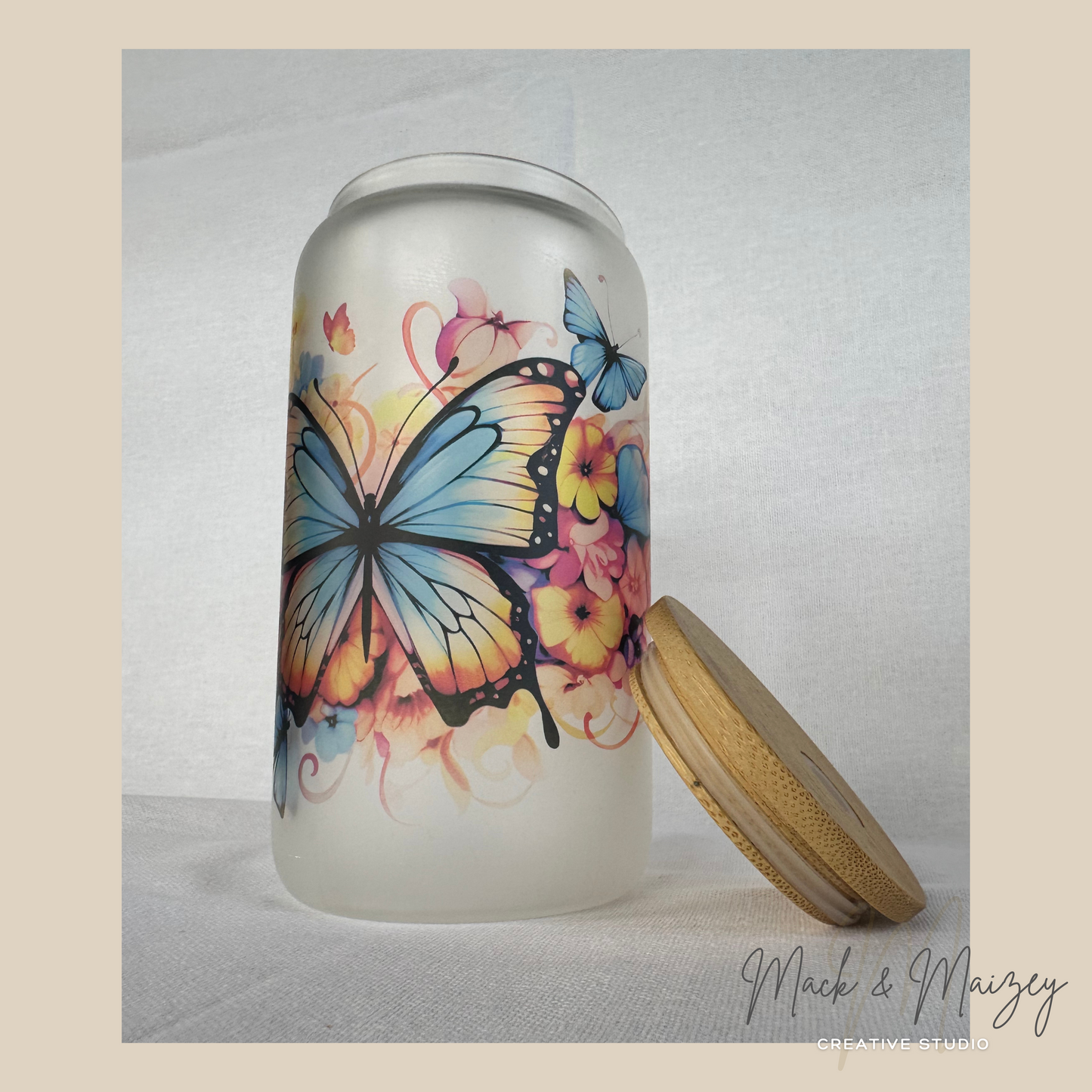 Butterfly Bomb Frosted Can Glass