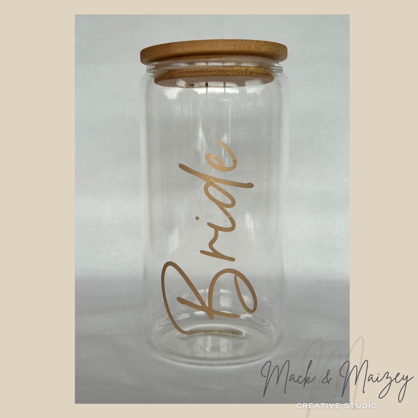 Bridal Party clear Glass Can (4 glasses)