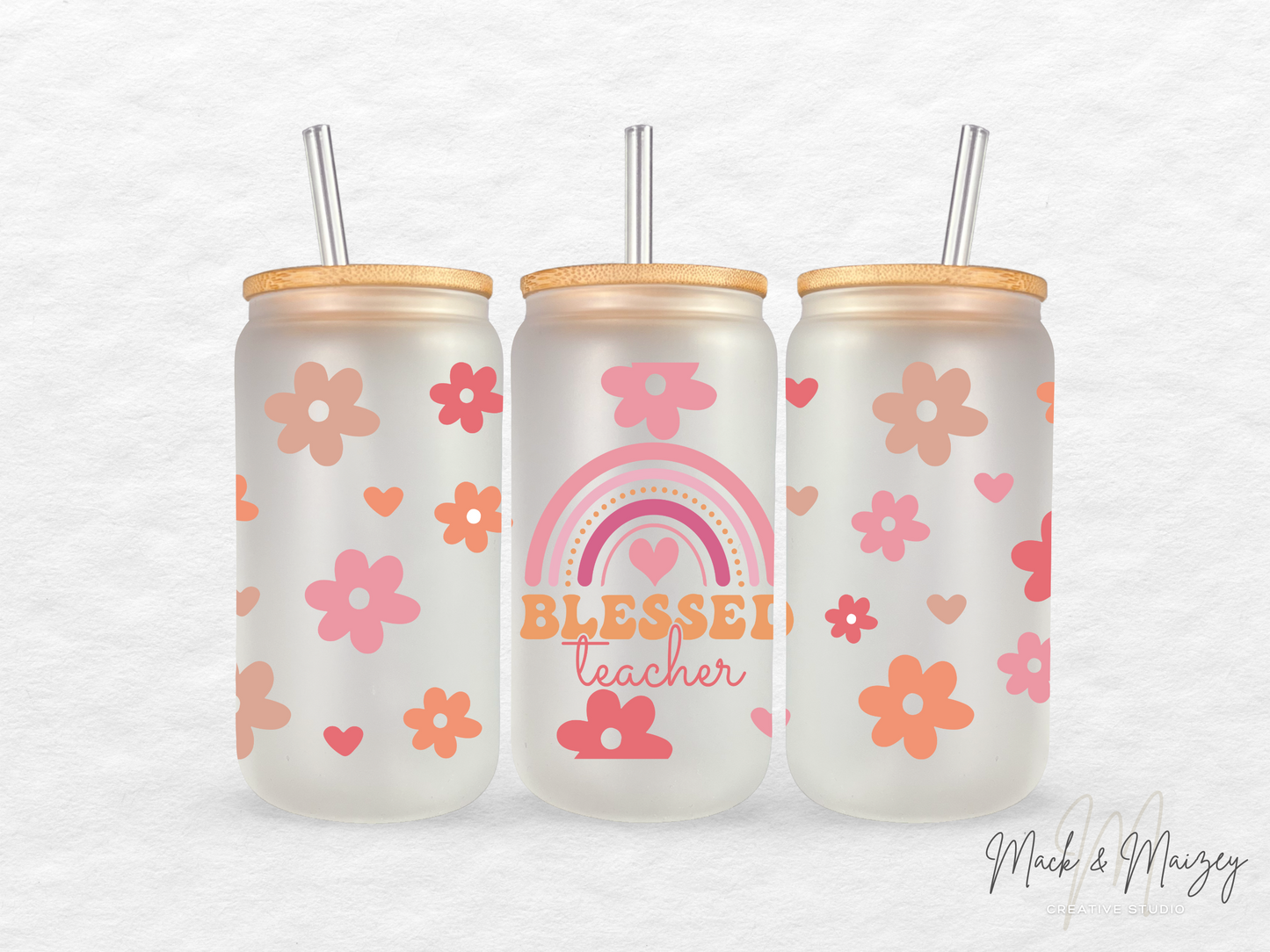 Blessed Teacher Glass Can